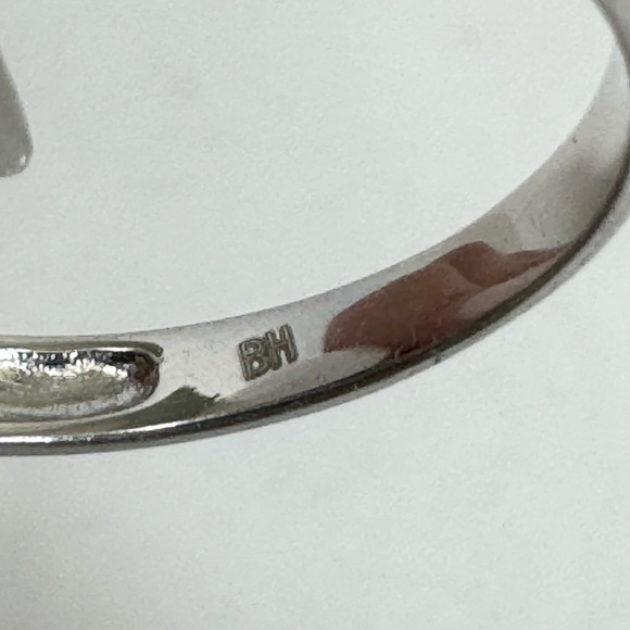 EFFY 14K White Gold Vintage signed BH Blue Topaz Ring Sz 7.25 - Picture 9 of 11